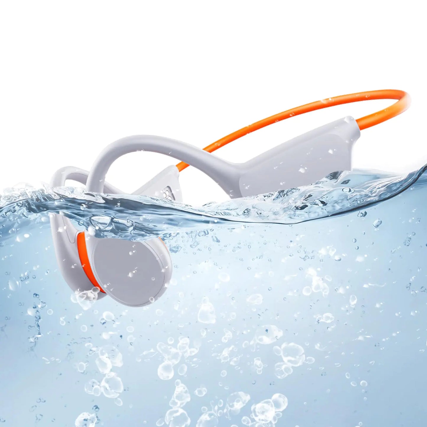 Atopskins Waterproof Headphones for Swimming lPX8 Swimming Headphones with 32GB MP3 Underwater Headphones for Swimming Bluetooth 5.3 Bone Conduction Headphones Waterproof Swimming for Sport (White)