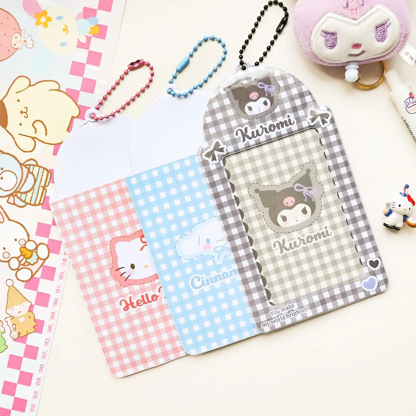 Sanrios Kuromi Cinnamoroll Purin Dog Photocard Bag Cute Cartoon My Melody Card Holders Student Id Credit Card Storage Case Bag
