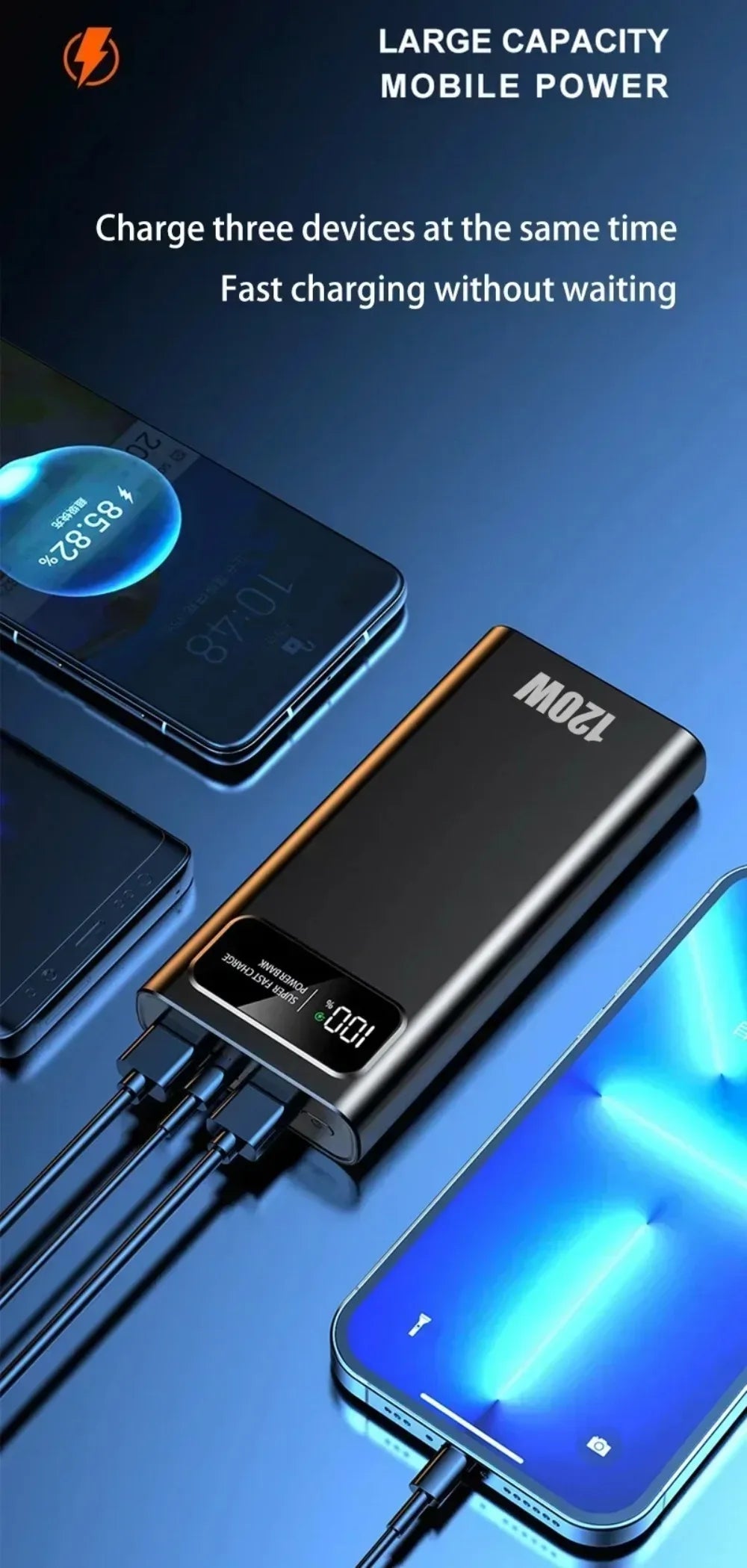 Xiaomi 50000mAh Power Bank Ultra Large Capacity 120W Super Fast Charging Portable External Battery With LED Digital Display