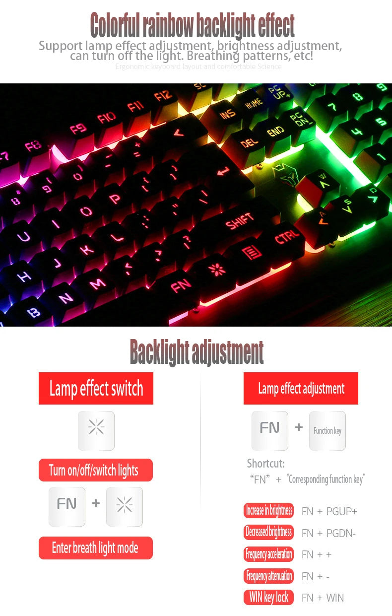 GX2 Wired Combination 104 Keys Mechanical Feel Keyboard and Mouse Replaceable Waterproof RGB Backlight Keyboard And Mouse Cover,