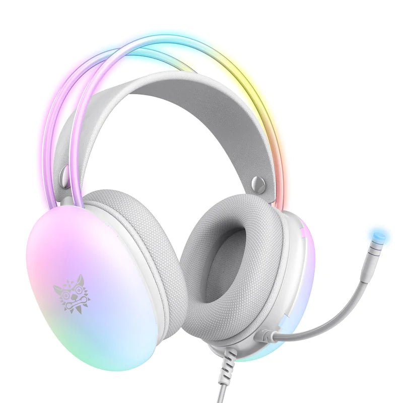 MOXIMX Wired Headphones with Microphone and RGB light