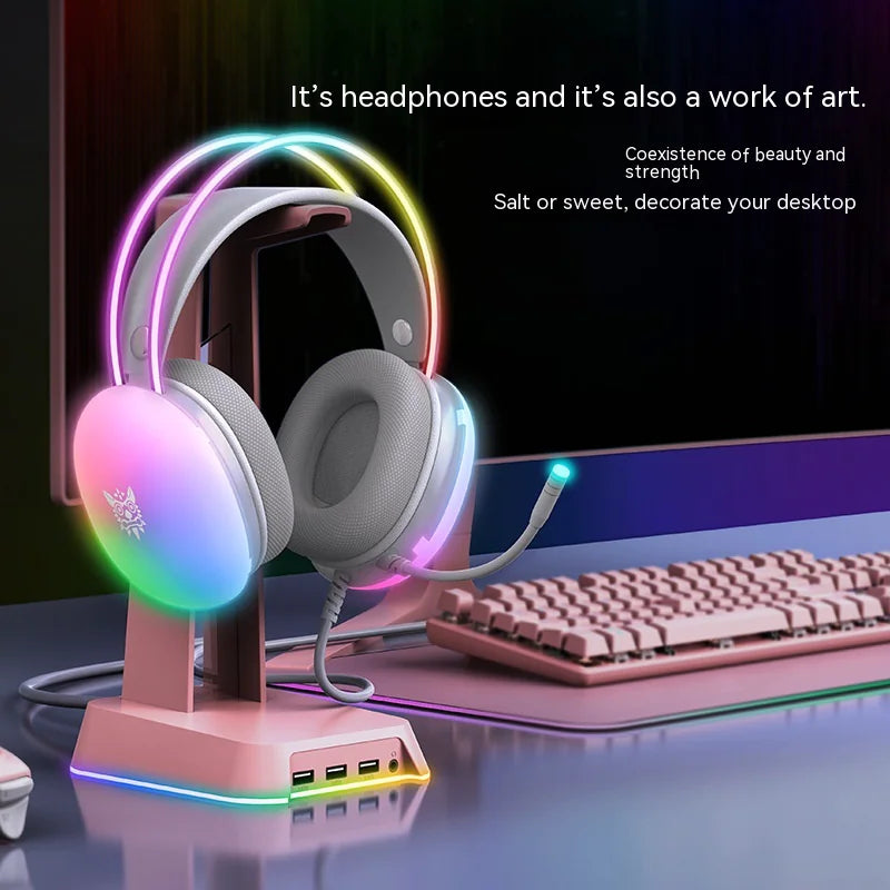 MOXIMX Wired Headphones with Microphone and RGB light