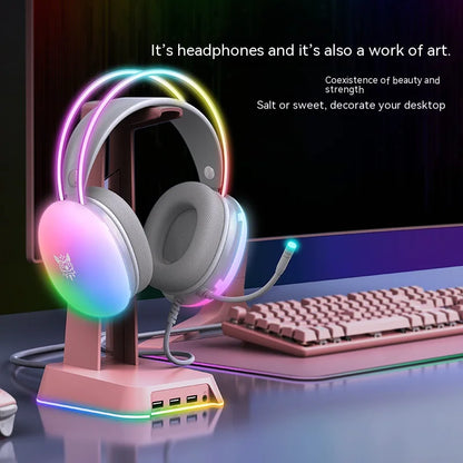 MOXIMX Wired Headphones with Microphone and RGB light