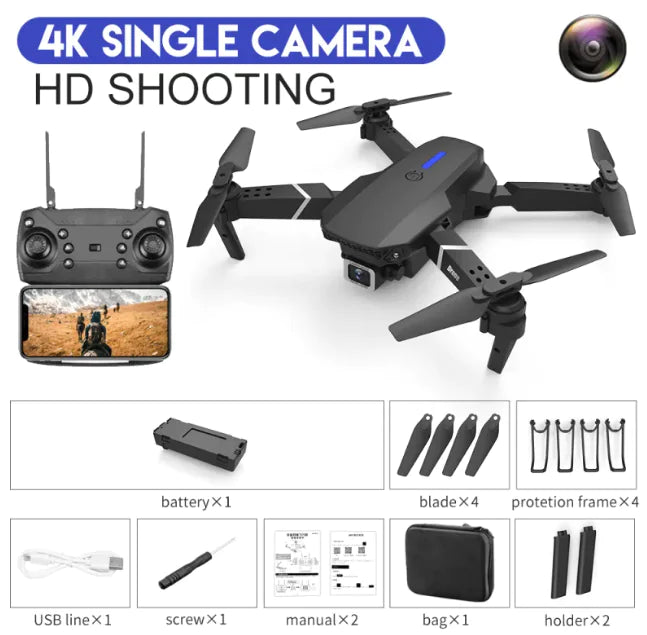 4K Dual-Camera Drone  foldable RC quadcopter with a 1080P HD Camera recording