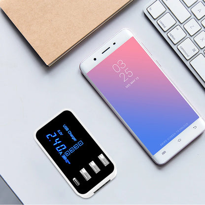 Quick Charge Type C USB Wall Charger Dock Led Display Fast Mobile Phone Tablet Charger For iPhone Samsung9 Multi USB HUB EU Plug