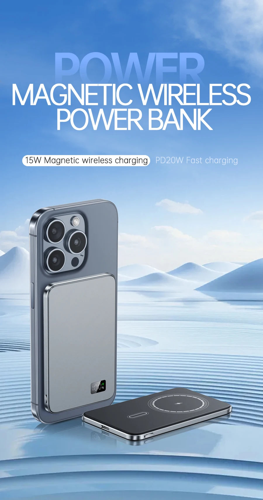 VIVO 50000mAh CCC Certification Thin Power Bank Ultra For MagSafe Magnetic Wireless Fast Charging Portable Battery Display