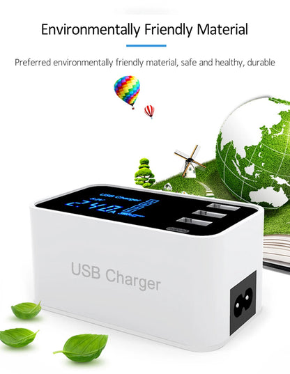 Quick Charge Type C USB Wall Charger Dock Led Display Fast Mobile Phone Tablet Charger For iPhone Samsung9 Multi USB HUB EU Plug