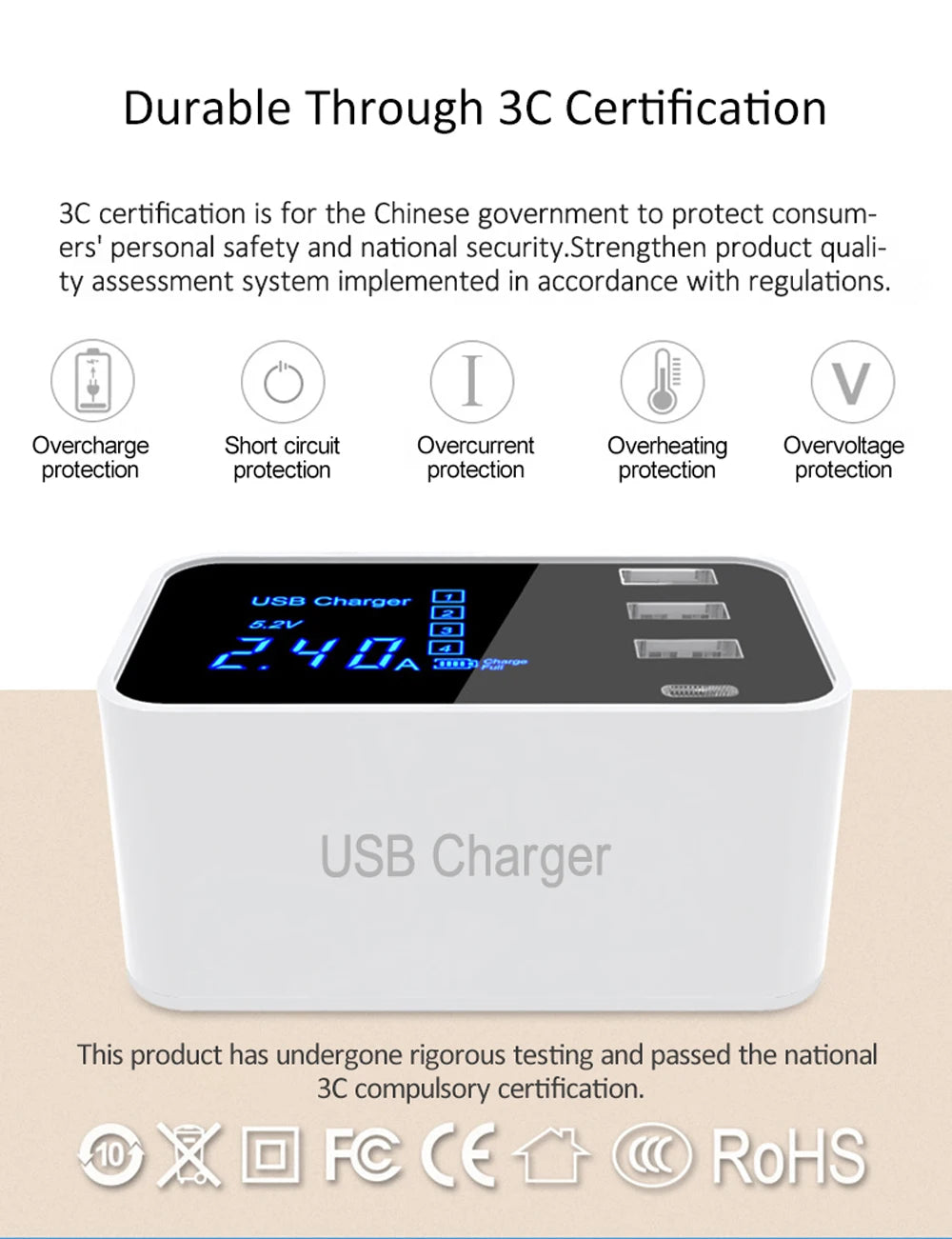 Quick Charge Type C USB Wall Charger Dock Led Display Fast Mobile Phone Tablet Charger For iPhone Samsung9 Multi USB HUB EU Plug