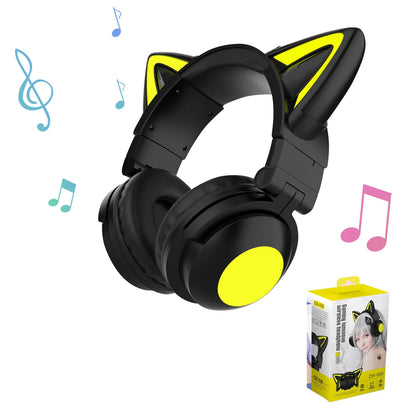 Cat Ear Bluetooth Headphones for Kids & AdultsLightweight Gaming Headset with RGB LightingWireless Over Ear Headphones with Mic for iPhone/iPad/Laptop/PC