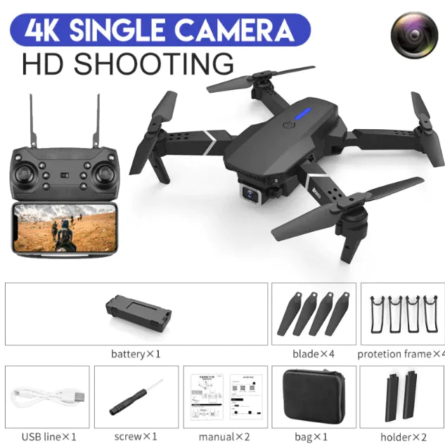 4K Dual-Camera Drone  foldable RC quadcopter with a 1080P HD Camera recording
