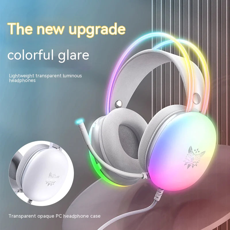 MOXIMX Wired Headphones with Microphone and RGB light