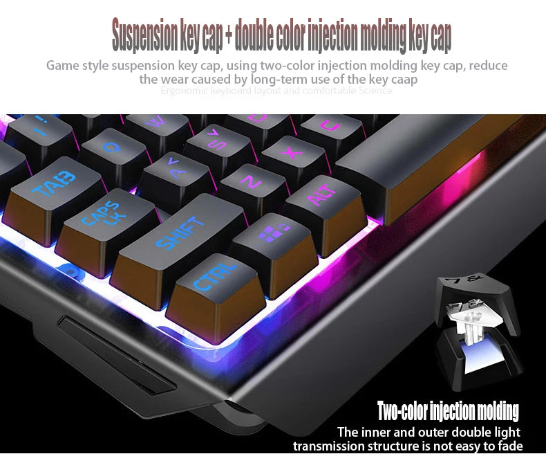 GX2 Wired Combination 104 Keys Mechanical Feel Keyboard and Mouse Replaceable Waterproof RGB Backlight Keyboard And Mouse Cover,