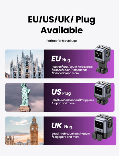 UGREEN 65W GaN Charger Uno Robot Design PD Fast Charger PPS PD3.0 for iPhone 17 16 15 Fast Charge for Xiaomi Laptop Macbook Pro