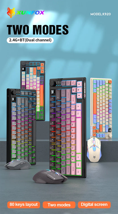 Premium Dual Modes (2.4G+Bluetooth) Keyboard Mouse Combo/Keyboard | Rechargeable | with Display Screen & Knob |  Private Mold
