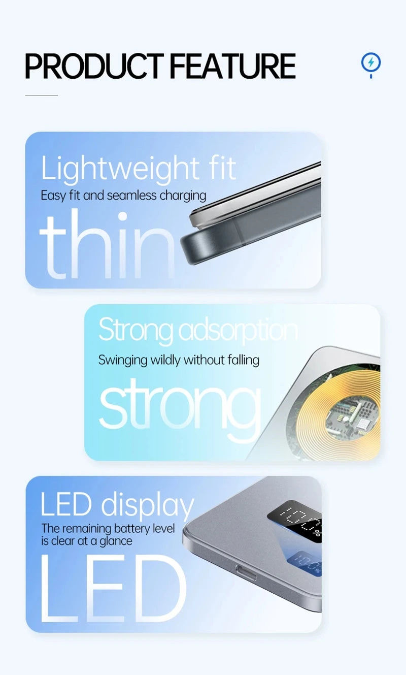 VIVO 50000mAh 3C Certification Thin Power Bank Ultra For MagSafe Magnetic Wireless Fast Charging Portable Battery Display