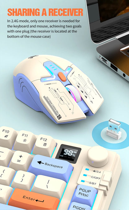 Premium Dual Modes (2.4G+Bluetooth) Keyboard Mouse Combo/Keyboard | Rechargeable | with Display Screen & Knob |  Private Mold
