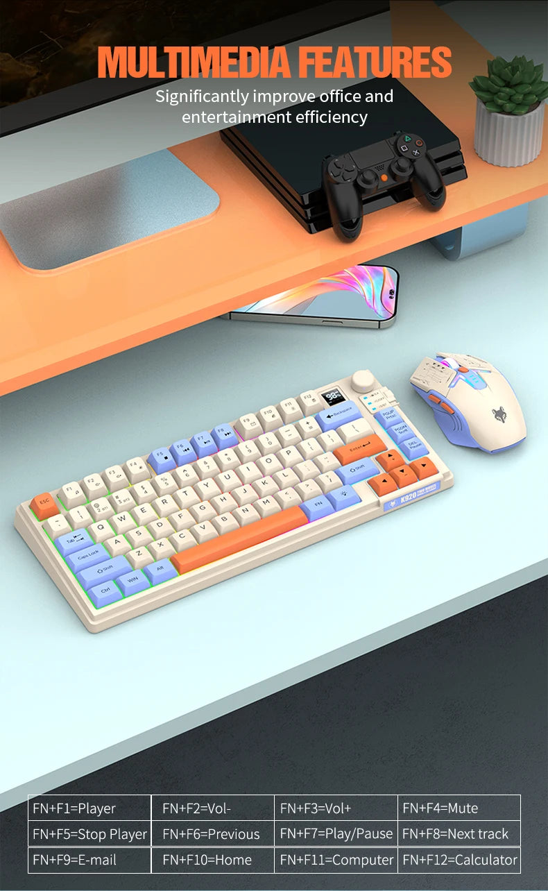 Premium Dual Modes (2.4G+Bluetooth) Keyboard Mouse Combo/Keyboard | Rechargeable | with Display Screen & Knob |  Private Mold
