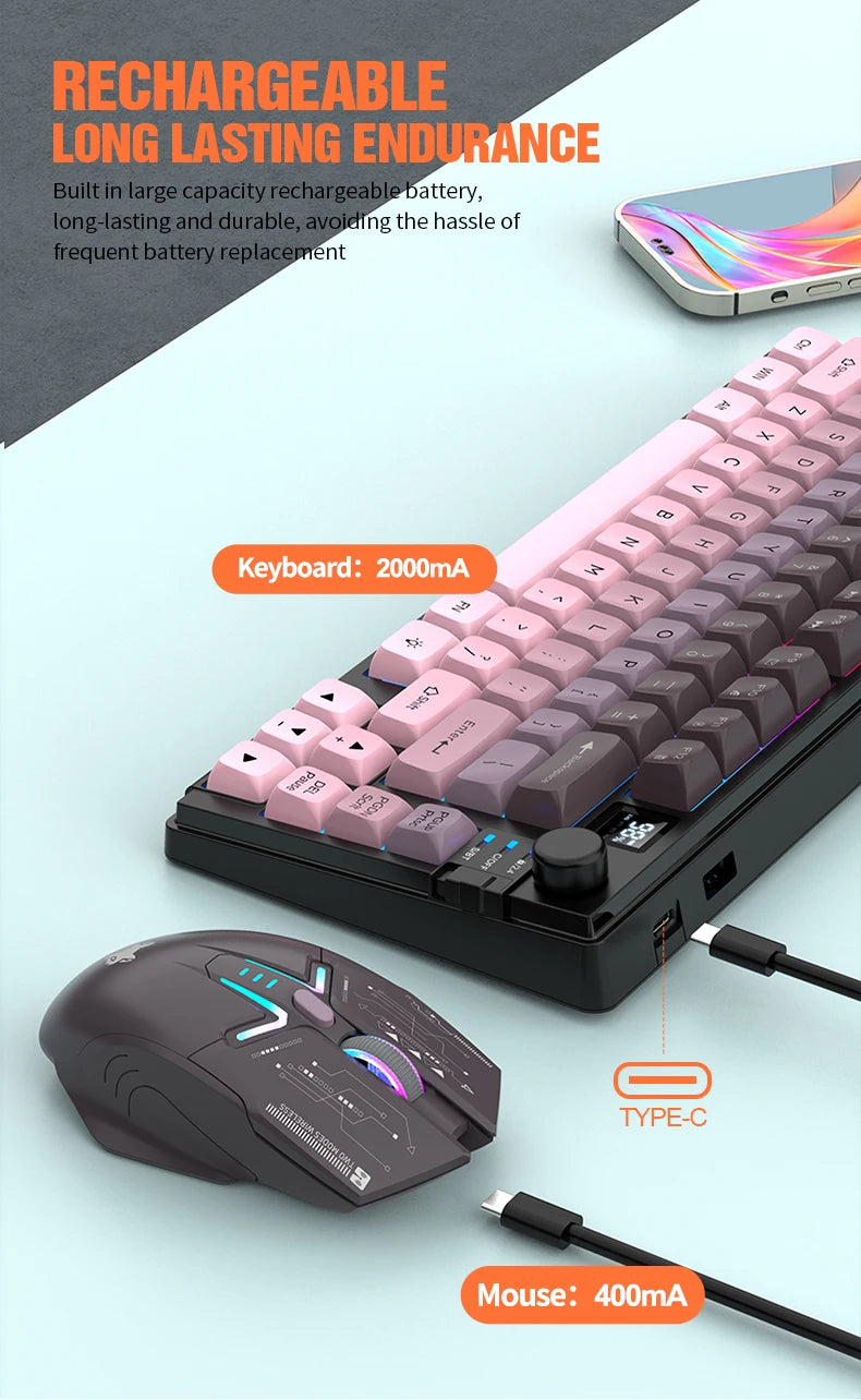 Premium Dual Modes (2.4G+Bluetooth) Keyboard Mouse Combo/Keyboard | Rechargeable | with Display Screen & Knob |  Private Mold