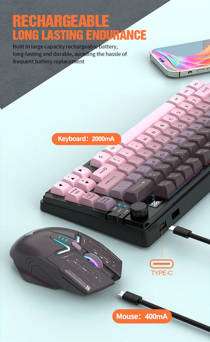 Premium Dual Modes (2.4G+Bluetooth) Keyboard Mouse Combo/Keyboard | Rechargeable | with Display Screen & Knob |  Private Mold