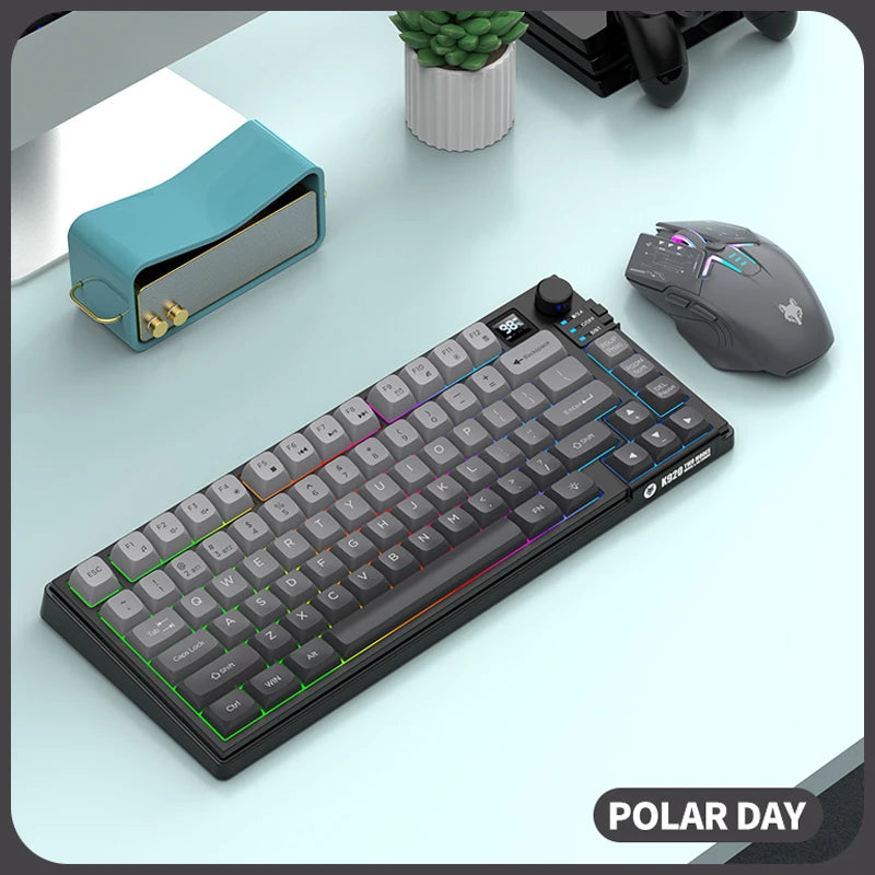 Premium Dual Modes (2.4G+Bluetooth) Keyboard Mouse Combo/Keyboard | Rechargeable | with Display Screen & Knob |  Private Mold