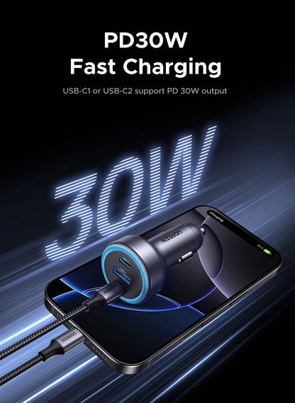 UGREEN Car Charger PD30W USB C Fast Charger for iPhone 17 16 15 Fast Charging for Mobile Phone USB C Car Charger