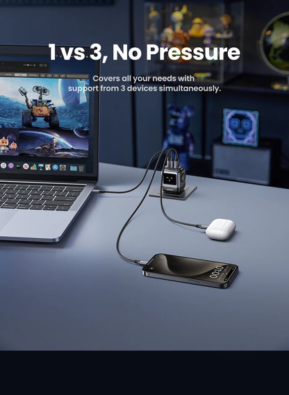 UGREEN 65W GaN Charger Uno Robot Design PD Fast Charger PPS PD3.0 for iPhone 17 16 15 Fast Charge for Xiaomi Laptop Macbook Pro