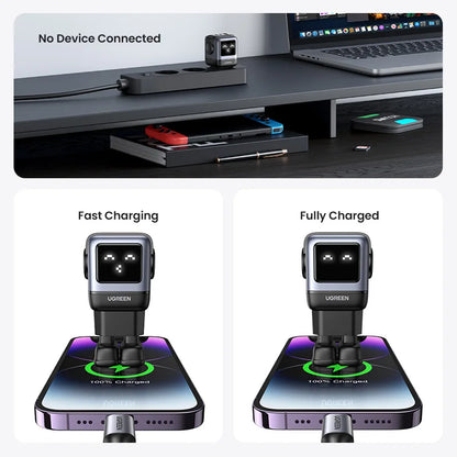UGREEN 65W GaN Charger Uno Robot Design PD Fast Charger PPS PD3.0 for iPhone 17 16 15 Fast Charge for Xiaomi Laptop Macbook Pro