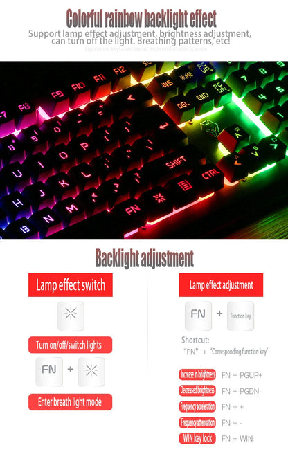 GX2 Wired Combination 104 Keys Mechanical Feel Keyboard and Mouse Replaceable Waterproof RGB Backlight Keyboard And Mouse Cover,