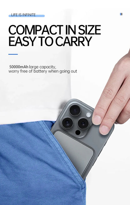 VIVO 50000mAh 3C Certification Thin Power Bank Ultra For MagSafe Magnetic Wireless Fast Charging Portable Battery Display