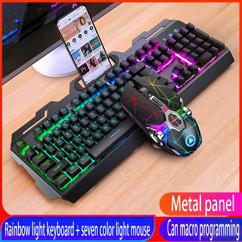 GX2 Wired Combination 104 Keys Mechanical Feel Keyboard and Mouse Replaceable Waterproof RGB Backlight Keyboard And Mouse Cover,