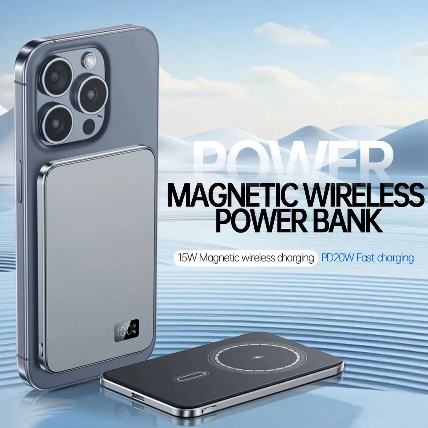 VIVO 50000mAh CCC Certification Thin Power Bank Ultra For MagSafe Magnetic Wireless Fast Charging Portable Battery Display