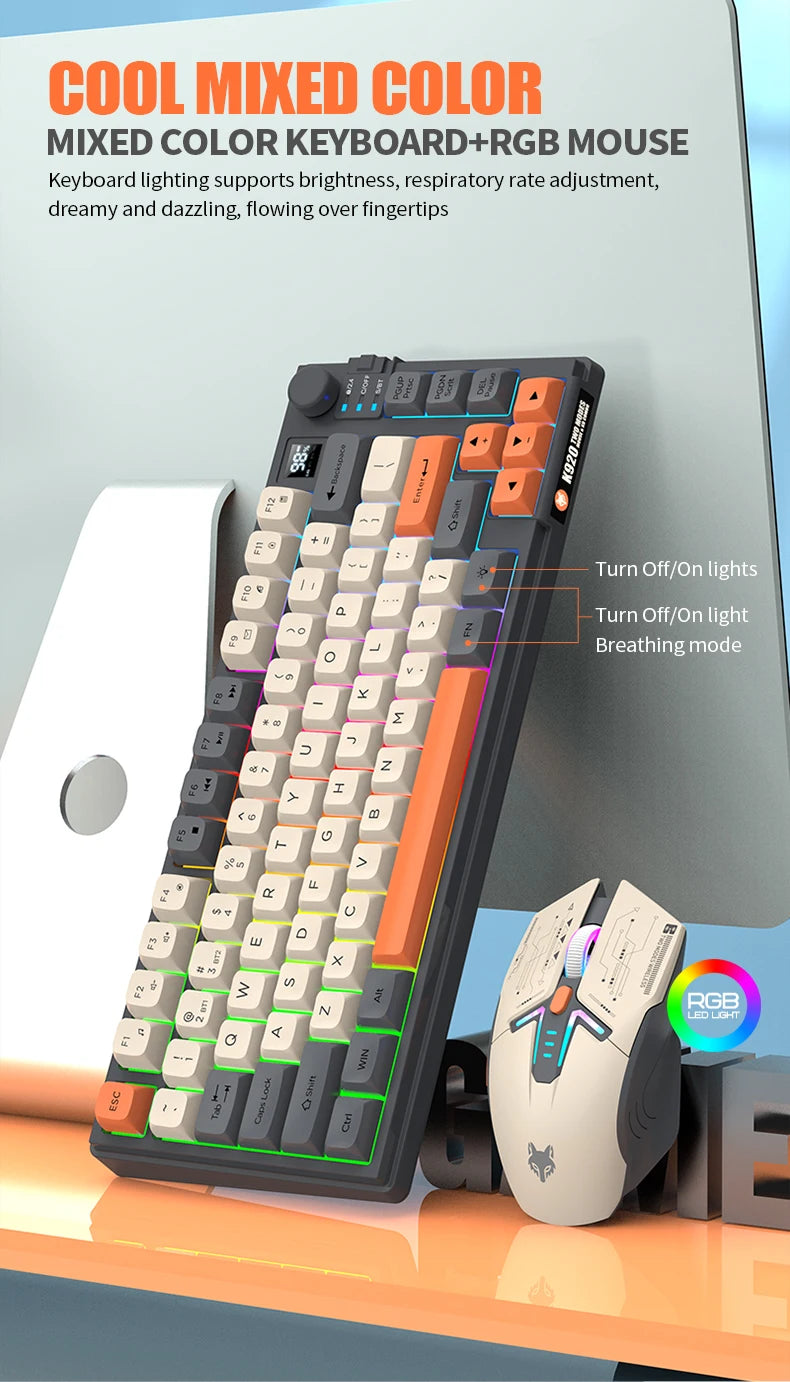 Premium Dual Modes (2.4G+Bluetooth) Keyboard Mouse Combo/Keyboard | Rechargeable | with Display Screen & Knob |  Private Mold