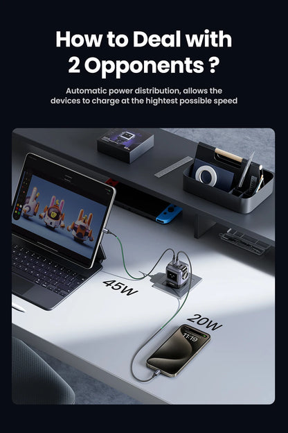 UGREEN 65W GaN Charger Uno Robot Design PD Fast Charger PPS PD3.0 for iPhone 17 16 15 Fast Charge for Xiaomi Laptop Macbook Pro
