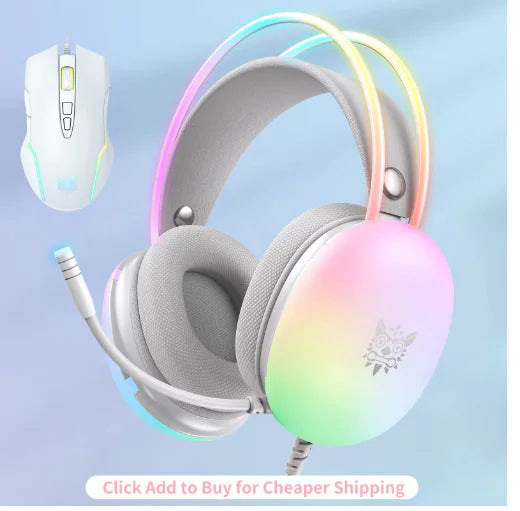 MOXIMX Wired Headphones with Microphone and RGB light