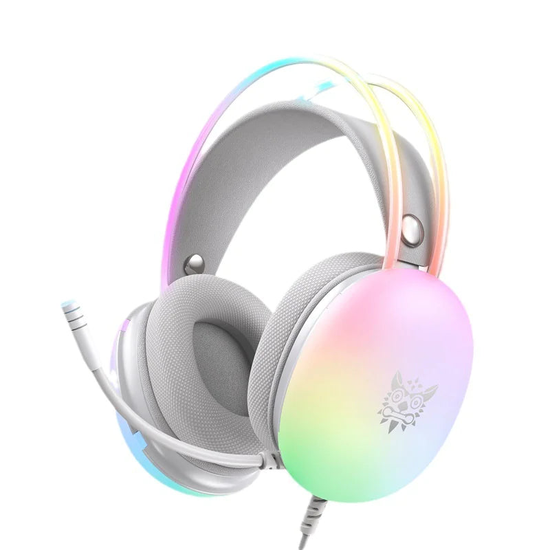 MOXIMX Wired Headphones with Microphone and RGB light