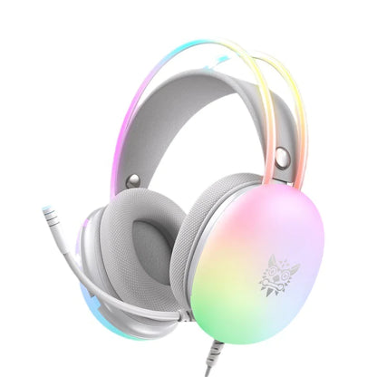 MOXIMX Wired Headphones with Microphone and RGB light