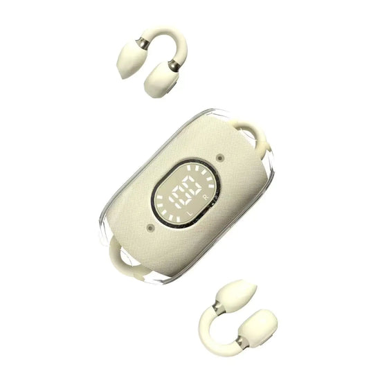 Naneriy 60Hrs Playtime Clip On Earbuds Ergonomic Design Compliant Open Ear Headphones and Bluetooth 5.3 for Running Headphones、Gym Headphones and Sport Earbuds IPX6 Workout Headphones Open Earbuds