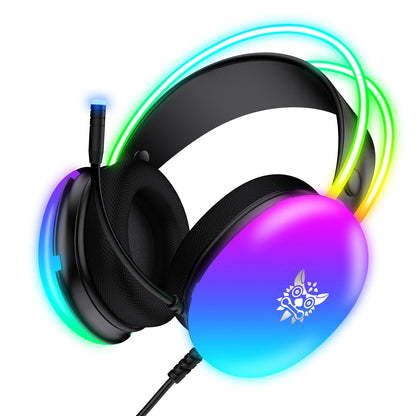 MOXIMX Wired Headphones with Microphone and RGB light