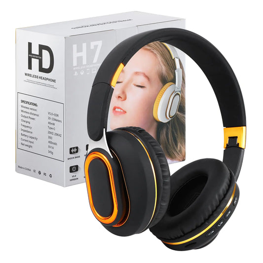 YPENSLZX Bluetooth Headphones Foldable Wireless Over-Ear Headphones with Hidden Mic for Cell Phone Laptop PC Suitable for Music School Workouts and Gaming (Black)